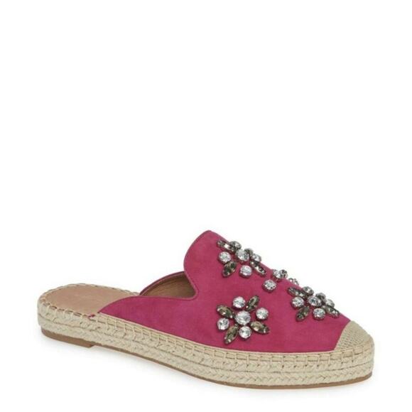 NEW Halogen Blythe Espadrille Mule Women's Size 7M Fuschia Suede Embellished - Picture 6 of 6